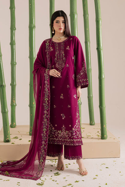 Unstitched 3 Pec Fully Embroidered Lawn Suit With Embroidered Chiffon dupatta