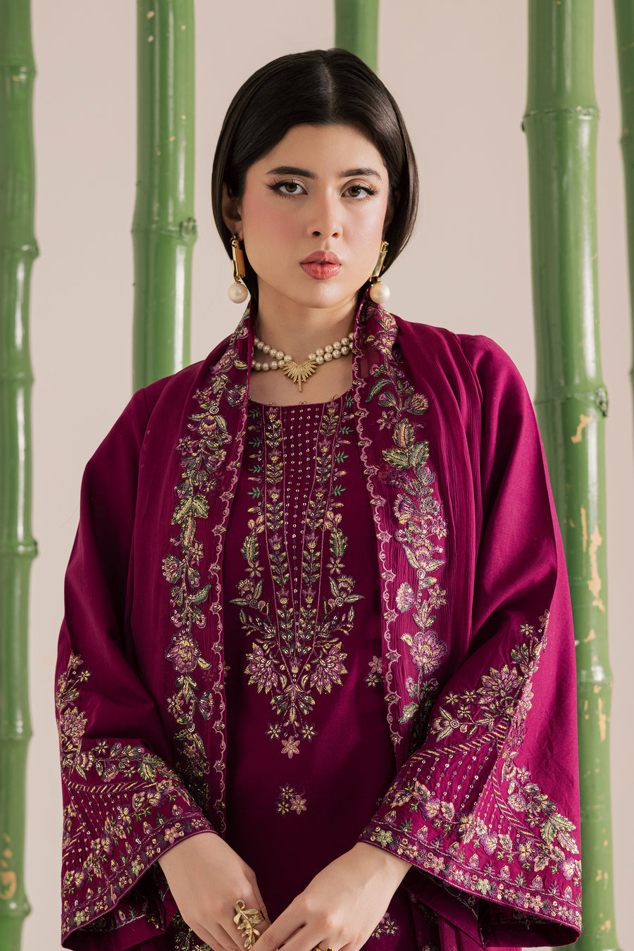 Unstitched 3 Pec Fully Embroidered Lawn Suit With Embroidered Chiffon dupatta