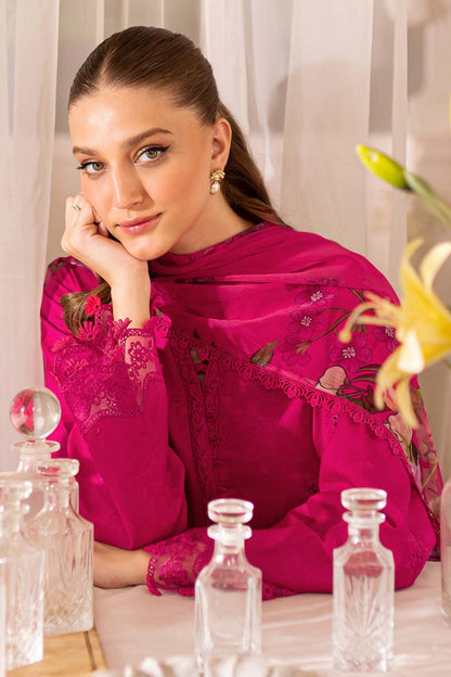 Unstitched 3 Piece Fully Embroidered Lawn Dress With Printed Monar Dupatta