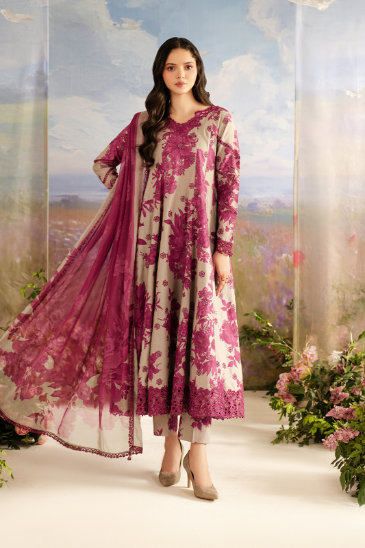 Unstitched 3 Piece Digital Printed Khaddar Suit With Digital Printed Khaddar Dupatta