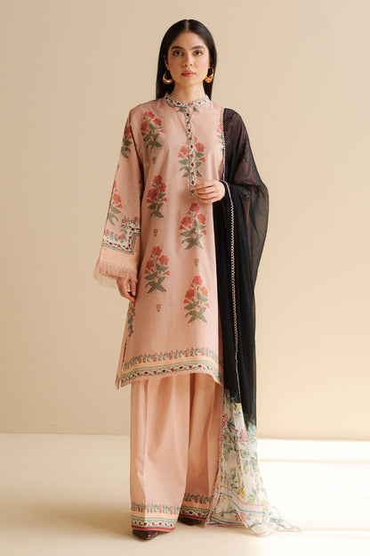 Unstitched 3 Piece Digital Printed Lawn Suit with Printed Polly Lawn Dupatta