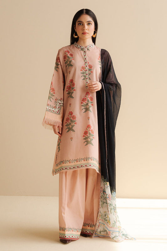 Unstitched 3 Piece Digital Printed Lawn Suit with Printed Polly Lawn Dupatta