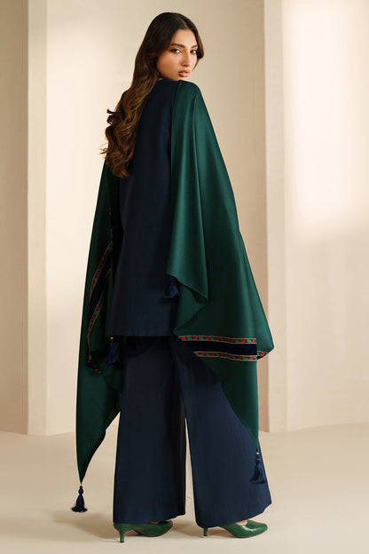 Unstitched 3 Piece Fully Embroidered Dhanak Suit with Embroidered Dupatta