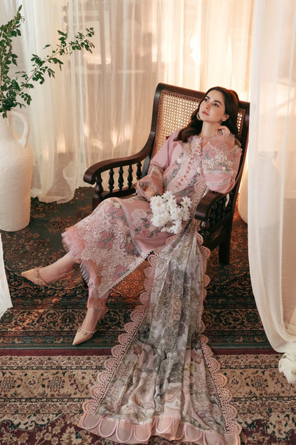 Unstitched 3 Piece Fully Embroidered Chickan Kari Lawn Suit With With Printed Shiffon Dupatta