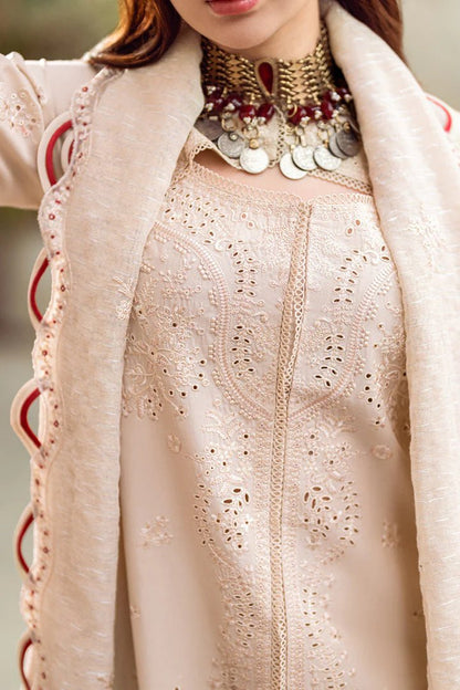 Unstitched 3 Piece Fully Embroidered Chickan Kari Lawn Suit With Embroidered Cotton Net Dupatta
