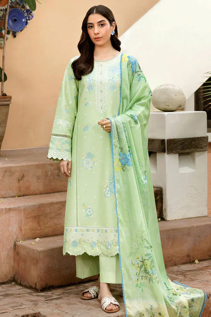 Unstitched 3 Piece Fully Embroidered Lawn Suit With Printed Polly Lawn Dupatta