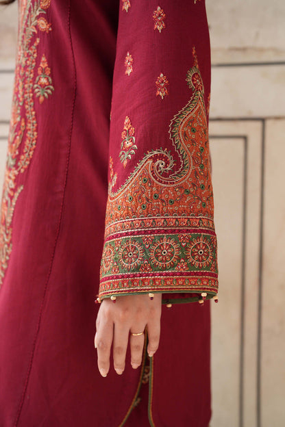 Unstitched 3 Piece Fully Embroidered Dhanak Fabric With Embroidered Dhanak Shawl