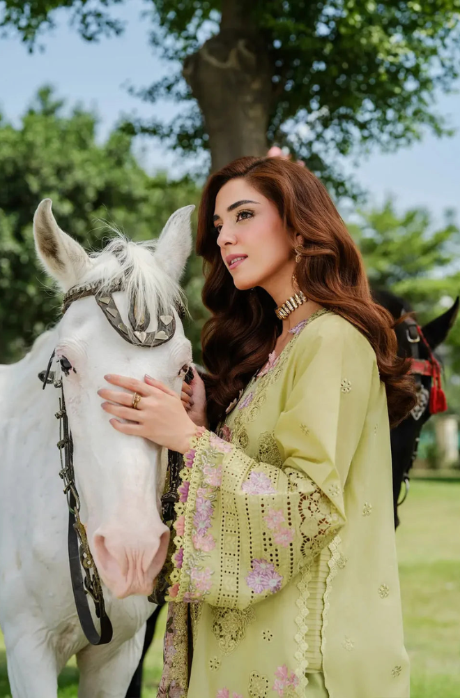 Unstitched 3 Piece Fully Embroidered Lawn Suit With Embroidered Cotton Net Dupatta