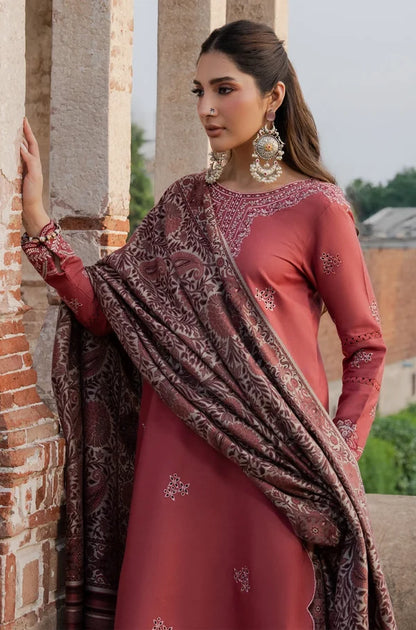 3 Piece Unstitched Fully Embroidered Dhanak Dress With
