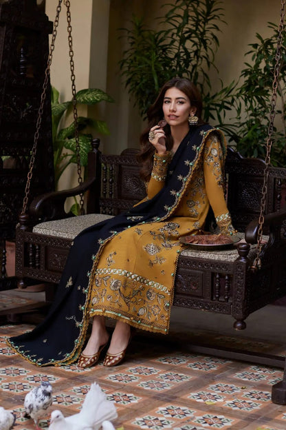 Unstitched 3 Piece Fully Embroidered Dhanak Fabric With Embroidered Dhanak Shawl