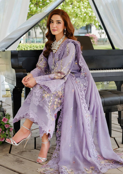 Unstitched 3 Piece Fully Embroidered Lawn Dress With Embroidered Cotton Net Dupatta