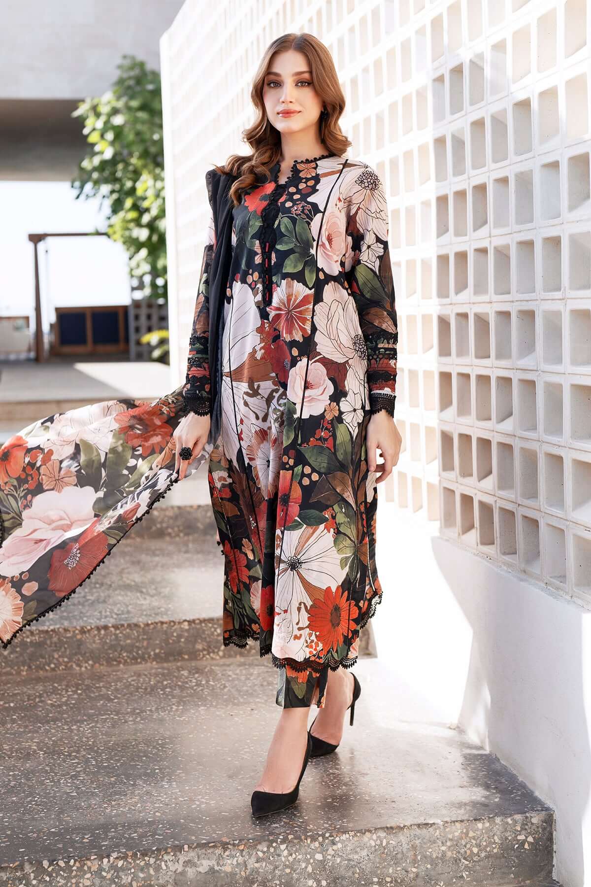 Unstitched 3 Piece Digital Printed Khaddar Suit With Digital Printed Khaddar Dupatta