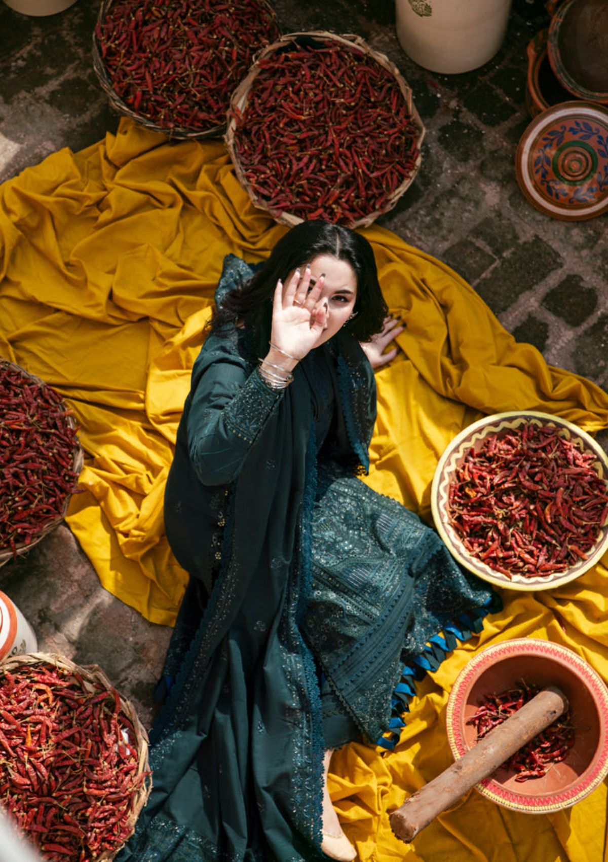 Unstitched 3 Piece Fully Embroidered Dhanak Suit with Embroidered Dhanak Shawl