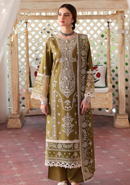Unstitched 3 Piece Fully Embroidered Dhanak Suit with Embroidered Dhanak Shawl