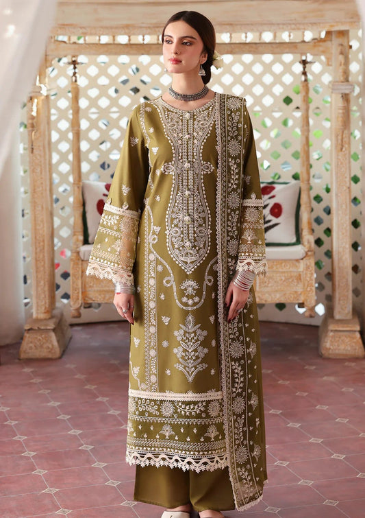 Unstitched 3 Piece Fully Embroidered Dhanak Suit with Embroidered Dhanak Shawl