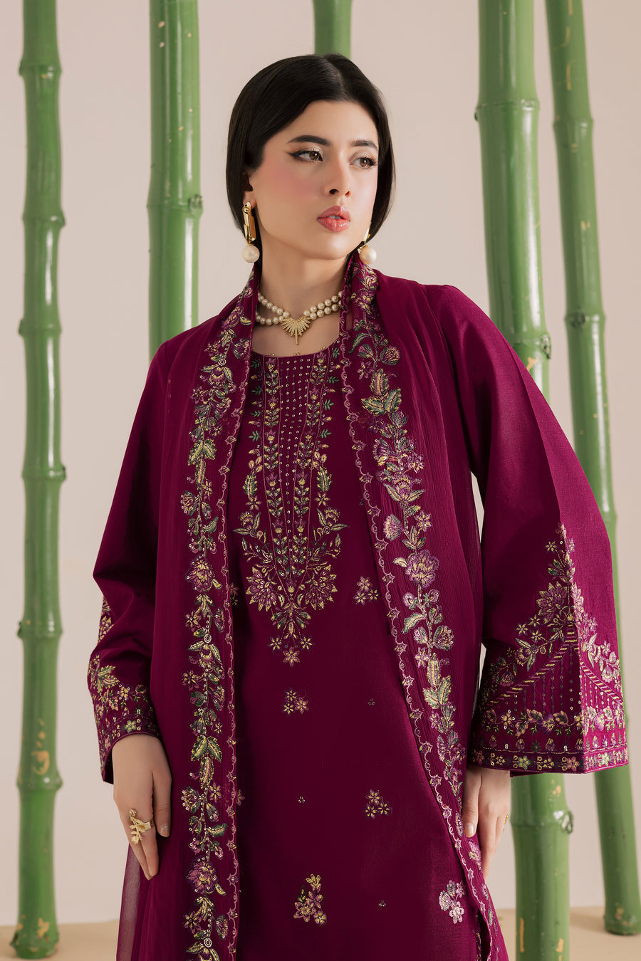 Unstitched 3 Pec Fully Embroidered Lawn Suit With Embroidered Chiffon dupatta