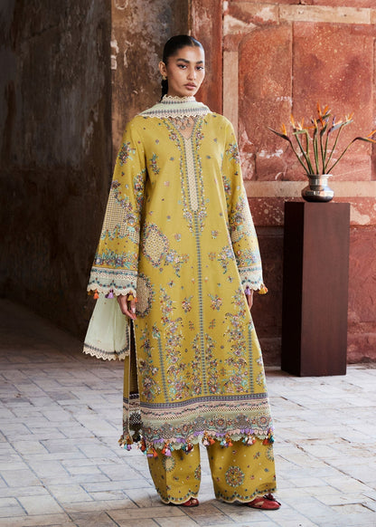 3 Piece Unstitched Heavy Embroidered Dhanak Fabric With Embroidered Chiffon Dupatta
