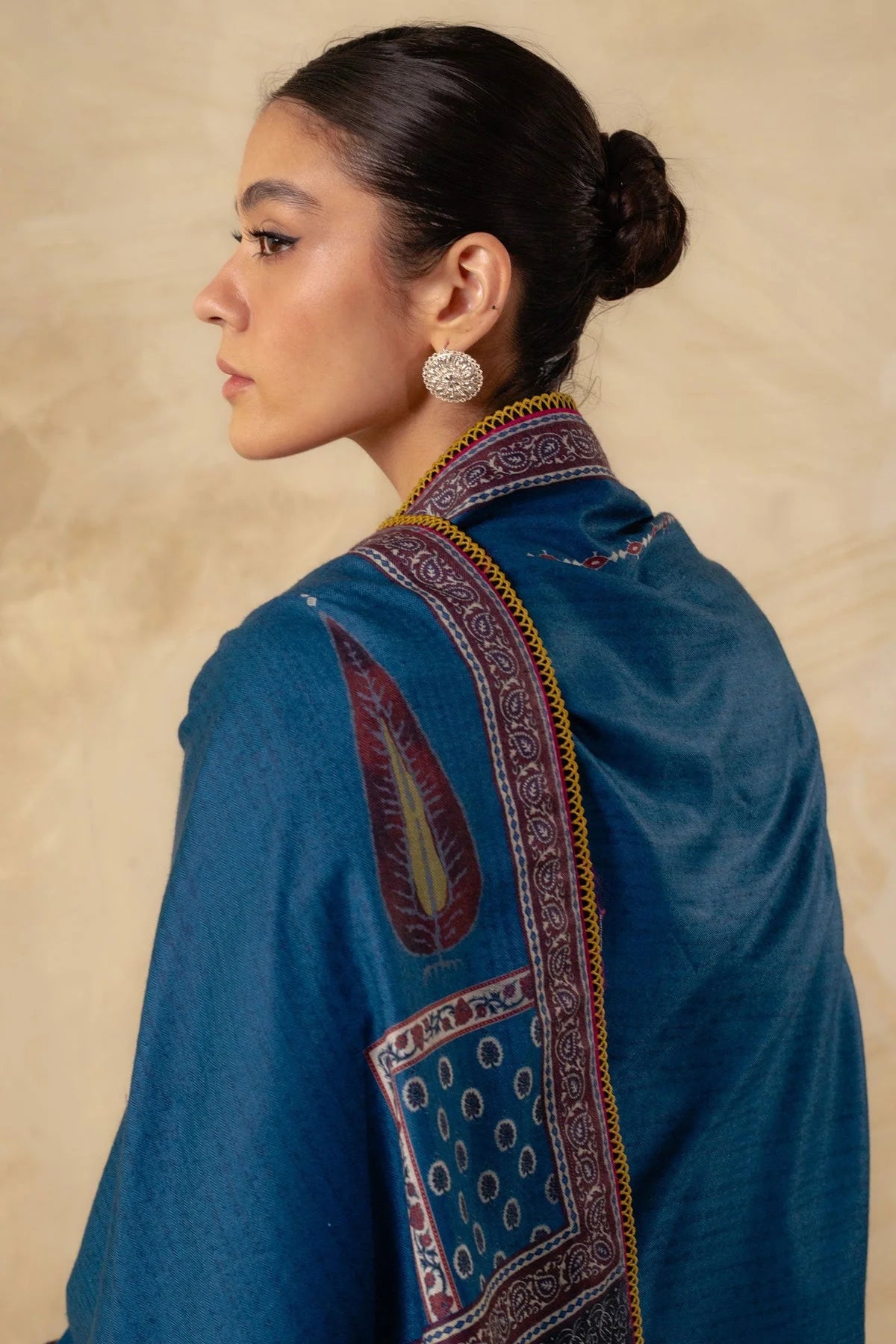 3 Piece Unstitched Fully Embroidered Dhanak Dress With Printed Blended Shawl
