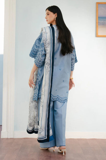 Unstitched 3 Piece Fully Embroidered Lawn Suit With Printed Polly Lawn Dupatta
