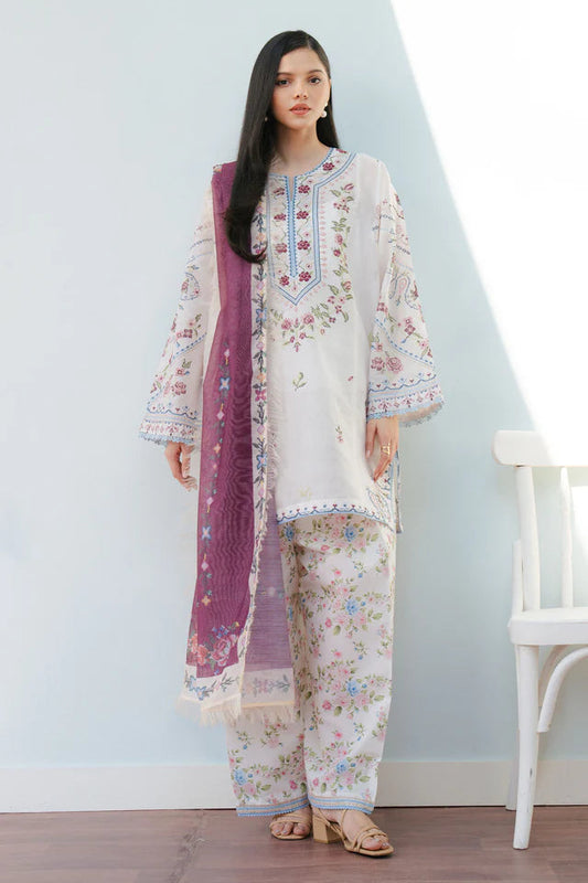 Unstitched 3 Piece Digital Printed Lawn Suit with Printed Lawn Dupatta