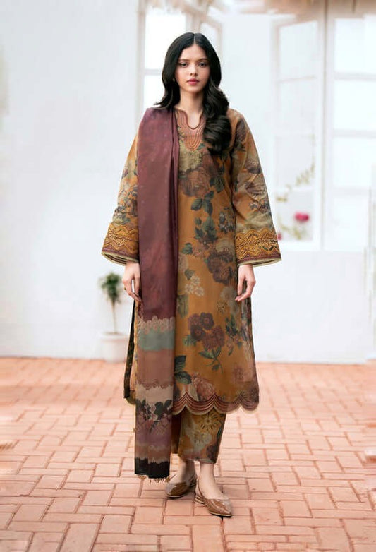 Unstitched 3 Piece Digital Printed Lawn Suit with Printed Lawn Dupatta