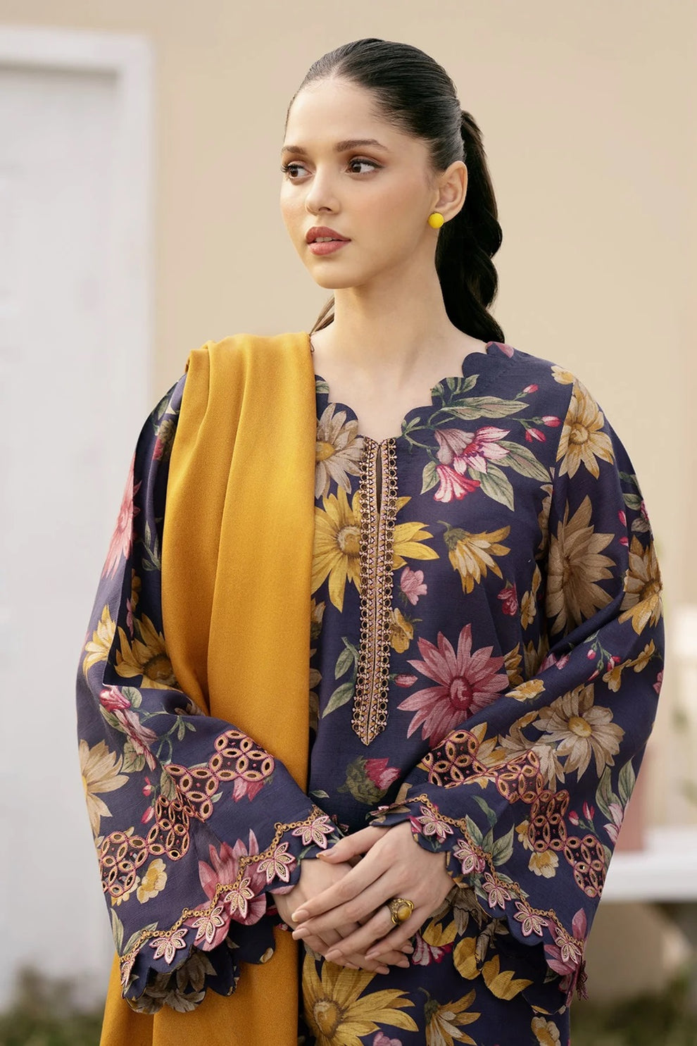Unstitched 3 Piece Digital Printed Lawn Suit with Printed Lawn Dupatta