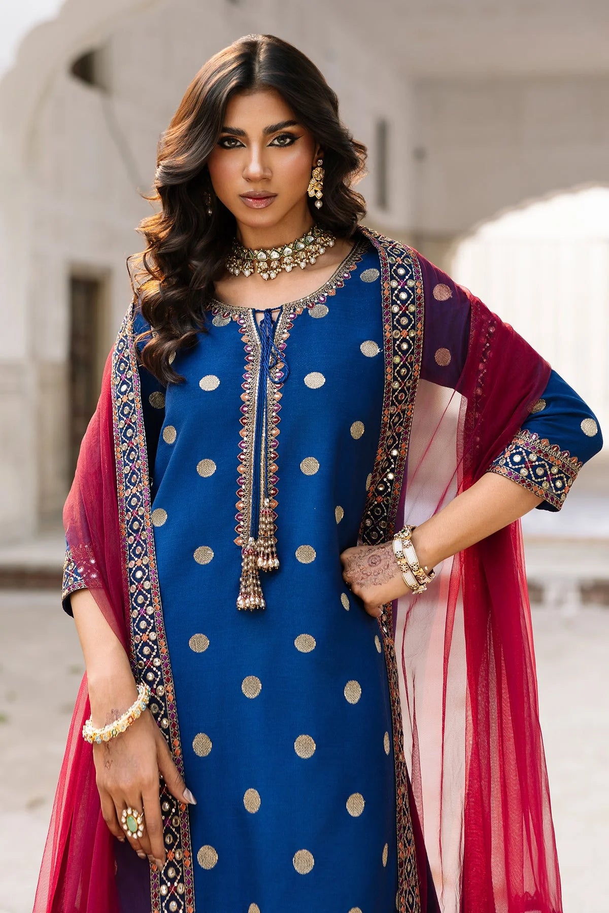 3 Piece Unstitched Fully Embroidered Dhanak Dress With Embroidered Organza Dupatta