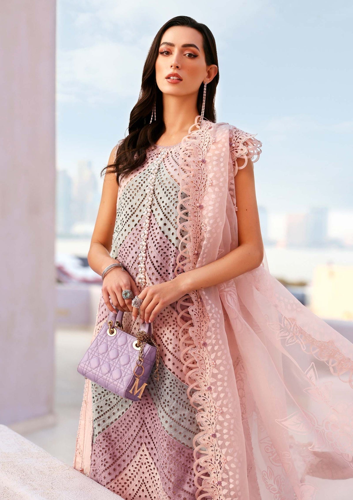Unstitched 3 Piece Fully Embroidered Chickan Kari Lawn Suit With Printed Organza Dupatta