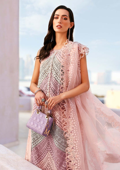 Unstitched 3 Piece Fully Embroidered Chickan Kari Lawn Suit With Printed Organza Dupatta