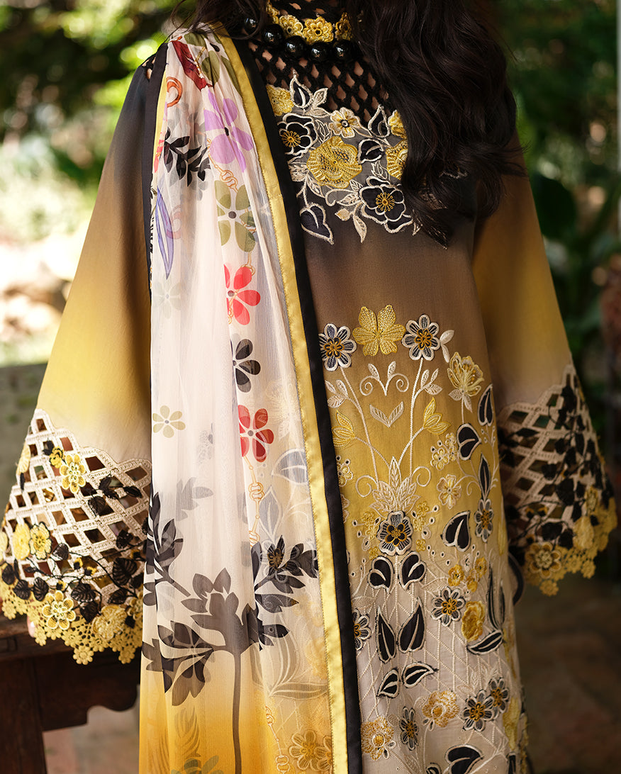 Unstitched 3 Piece Digital Printed Lawn Suit with Printed Lawn Dupatta