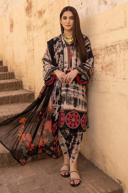 Unstitched 3 Piece Digital Printed Lawn Suit with Printed Lawn Dupatta