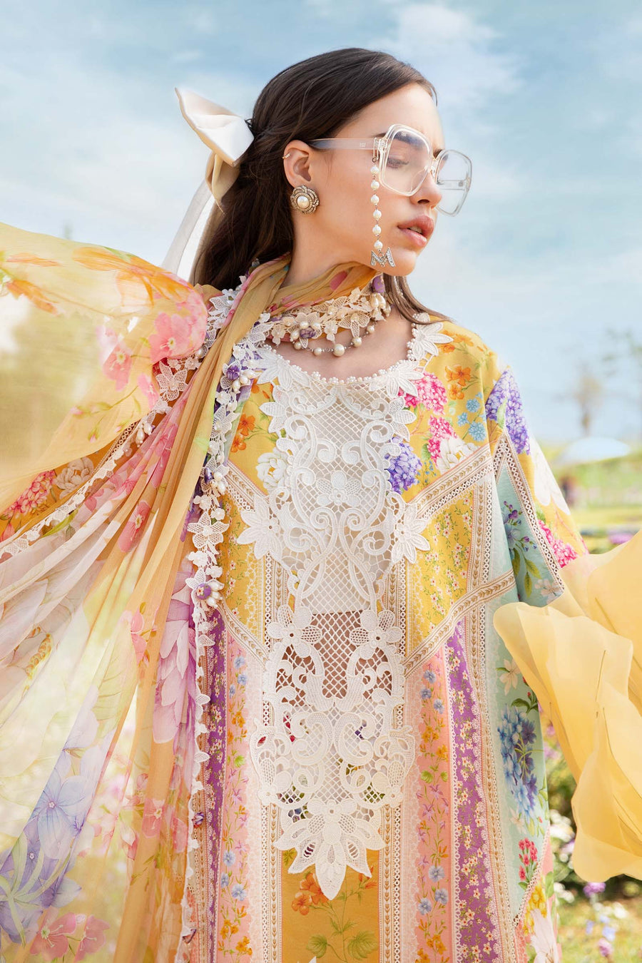 Unstitched 3 Piece Digital Printed Lawn Suit with Printed Lawn Dupatta