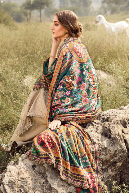 Unstitched 3 Piece Fully Embroidered Lawn Suit With Printed Monar Dupatta
