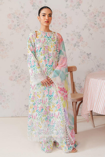 Unstitched 3 Piece Embroidered Lawn Suit With Printed Monar Dupatta