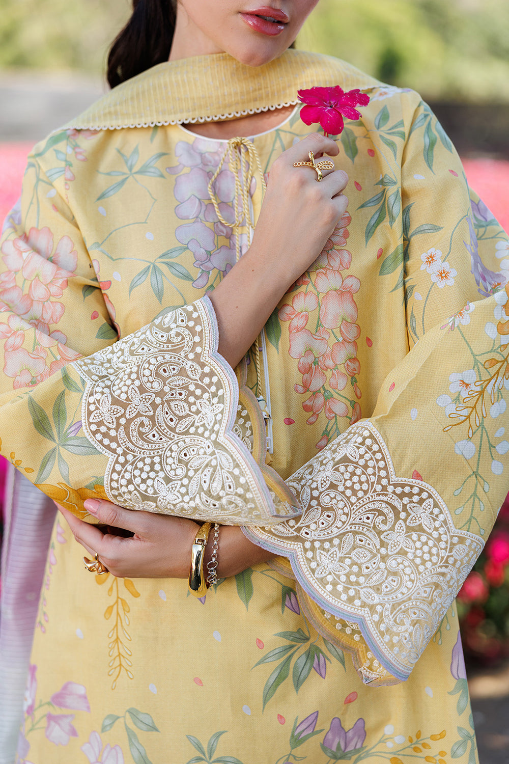 Unstitched 3 Piece Digital Printed Lawn Suit with Printed Lawn Dupatta