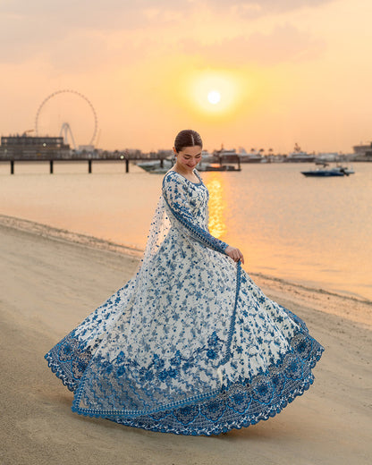 Unstitched 3 Piece Fully Embroidered Lawn Maxi With Embroidered Organza Dupatta
