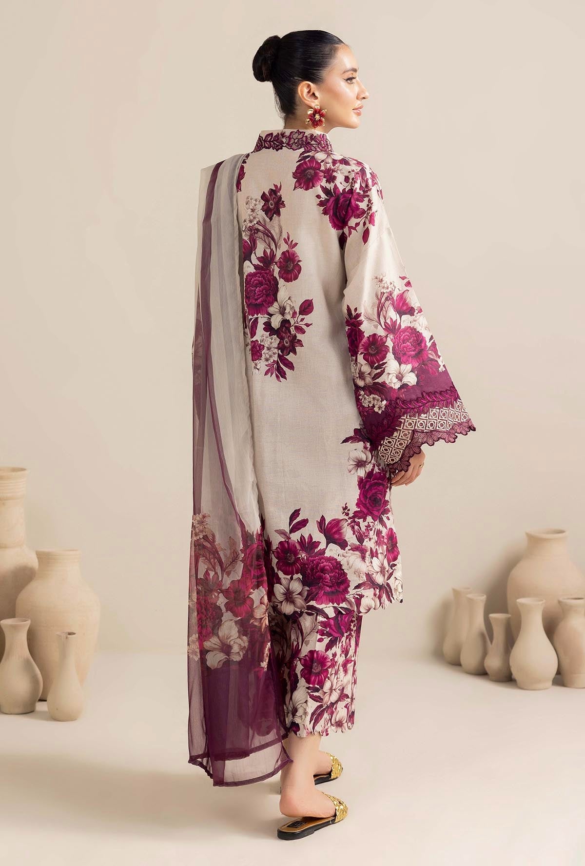 Unstitched 3 Piece Digital Printed Linen Suit with Printed Monar Dupatta