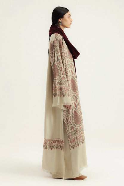 3 Piece Unstitched Fully Embroidered Dhanak Dress With Embroidered Dhanak Shawl