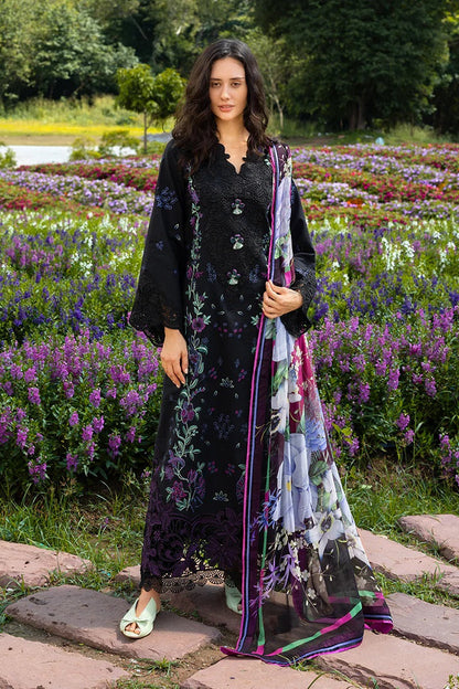Unstitched 3 Piece Fully Embroidered Lawn Suit With Printed Silk Dupatta