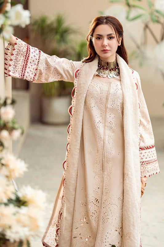 Unstitched 3 Piece Fully Embroidered Chickan Kari Lawn Suit With Embroidered Cotton Net Dupatta