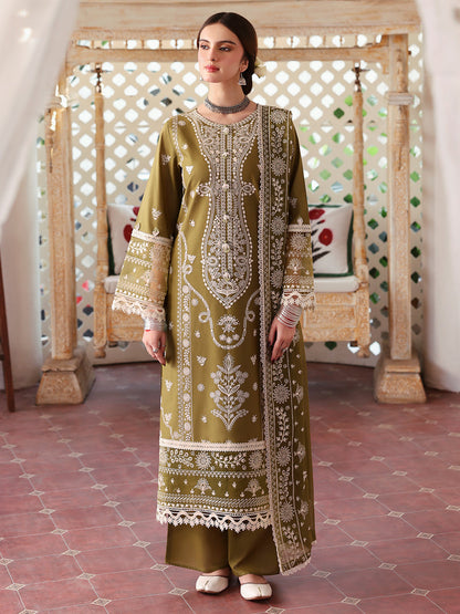 Unstitched 3 Piece Fully Embroidered Dhanak Suit with Embroidered Dhanak Shawl