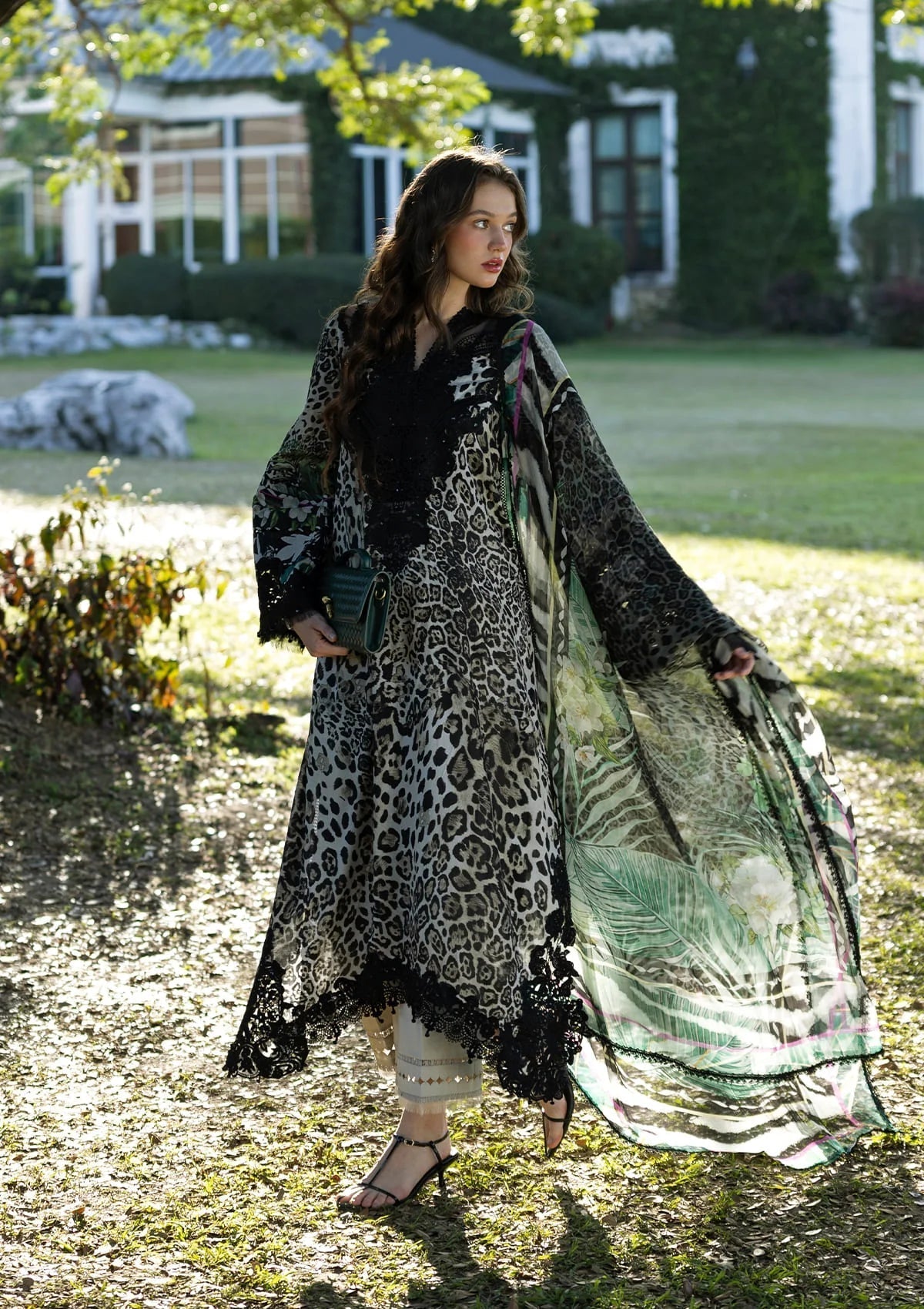 Unstitched 3 Piece Digital Printed Lawn Suit with Printed Lawn Dupatta