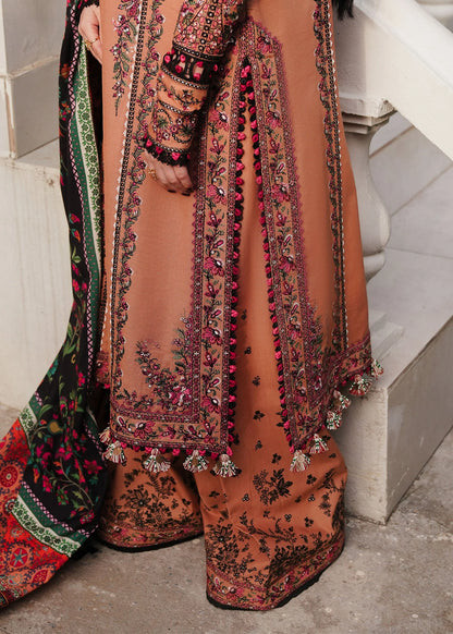 Unstitched 3 Piece Fully Embroidered Dhanak Suit with Printed Woolen Shawl