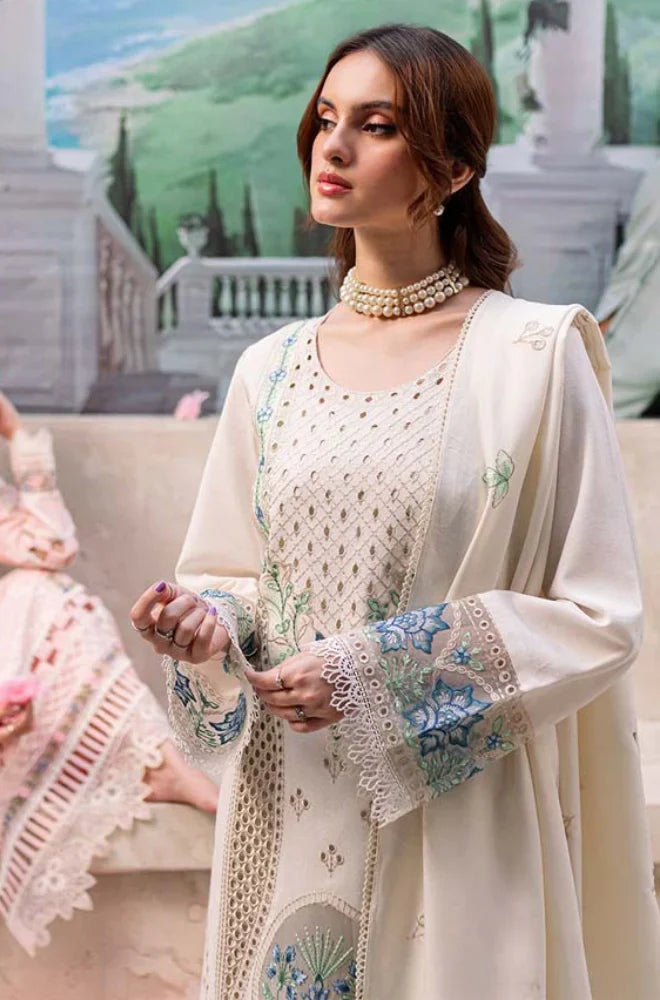 Unstitched 3 Piece Fully Embroidered Lawn Dress With Embroidered Lawn Dupatta