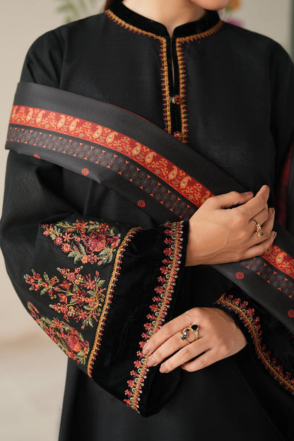 Unstitched 3 Piece Fully Embroidered Dhanak Suit with Printed Shawl