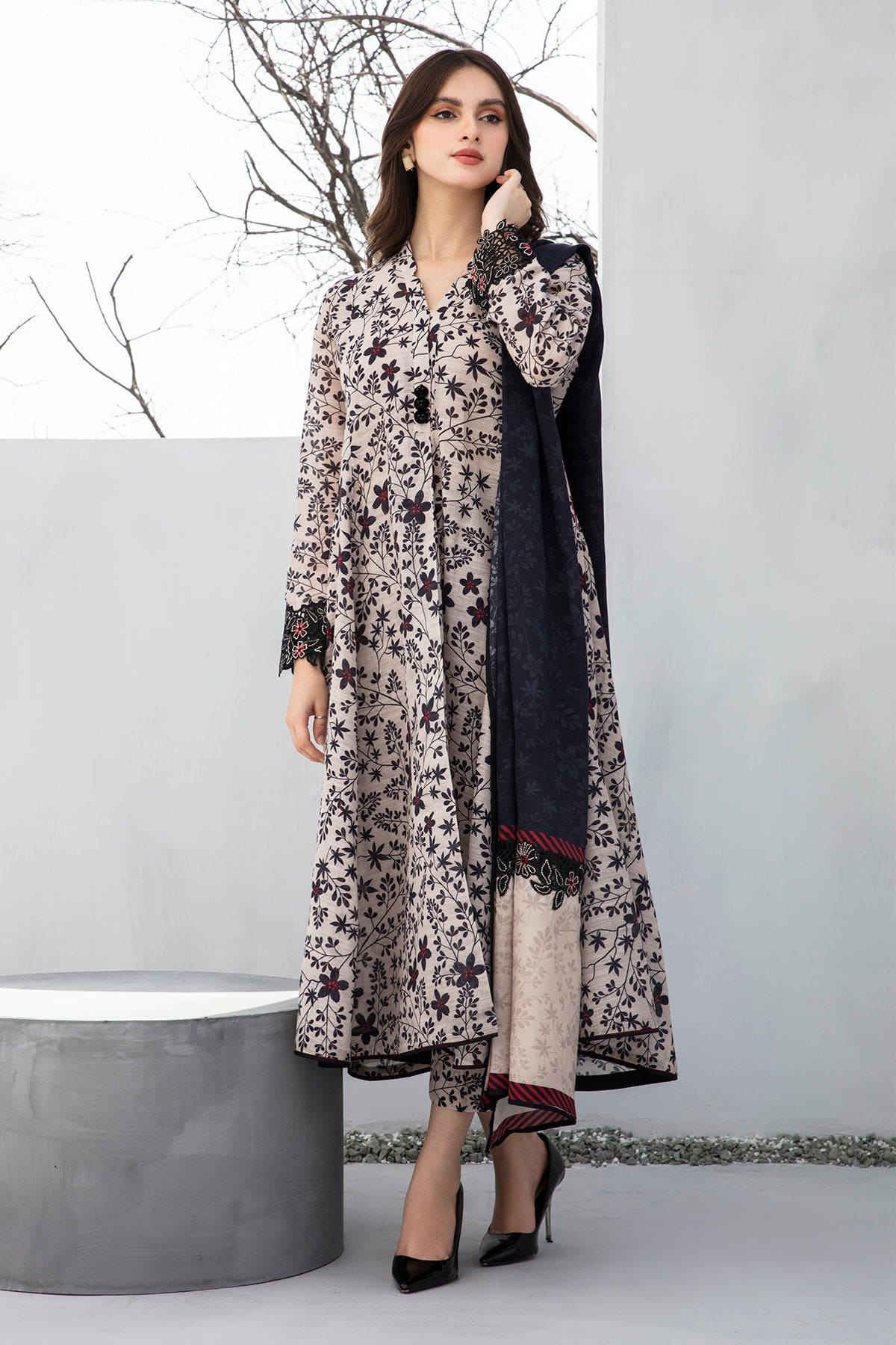 Unstitched 3 Piece Digital Printed Lawn Suit with Printed Lawn Dupatta