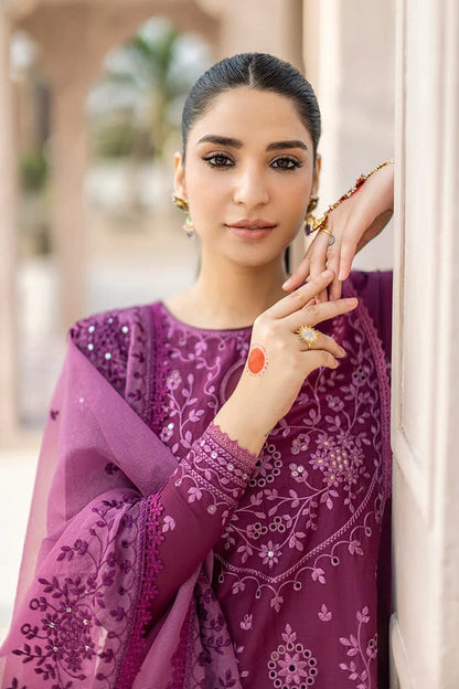 Unstitched 3 Piece Fully Embroidered Lawn Suit With Full Embroidered Organza Dupatta