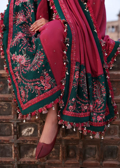 HR 2945 - 3 Piece Unstitched Embroidered Dhanak Suit With Embroidered Dhanak Shawl