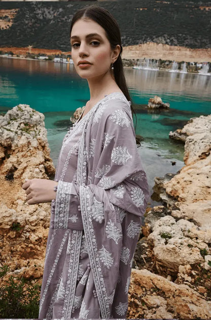 Unstitched 3 Piece Fully Embroidered Dhanak Suit With Printed Blended Shawl