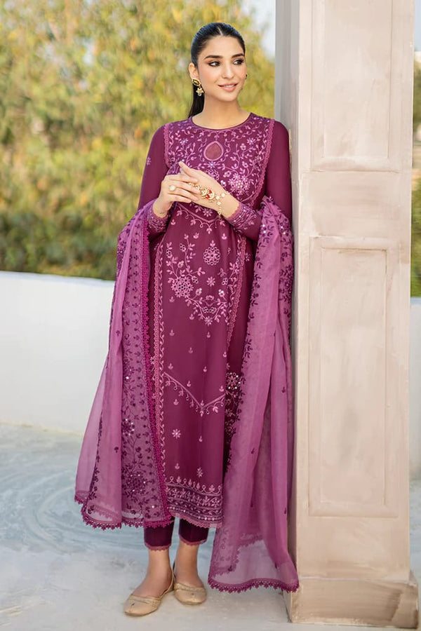 Unstitched 3 Piece Fully Embroidered Lawn Suit With Full Embroidered Organza Dupatta